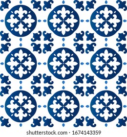 Ceramic AZULEJO tile designed seamless template