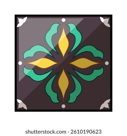 ceramic azulejos ornament tile cartoon. artistry decorative, traditional portuguese, glazed mosaic ceramic azulejos ornament tile sign. isolated symbol vector illustration