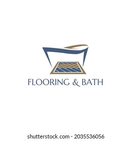 Suelo con logotipo y diseño de baño, perfecto para la construcción de bañera y baldosas de cerámica.