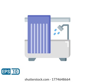 ceramic bathtub shower icon in flat style. vector illustration for graphic design, website, UI isolated on white background. Editable color. EPS 10