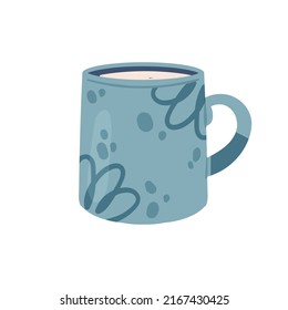 Ceramic beverage breakfast cup. Tea ceremony cup, hot drink teapot vector illustration