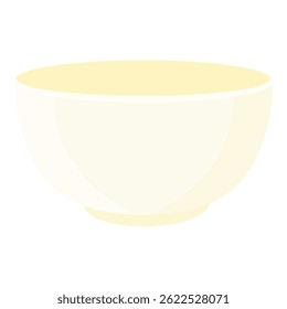 Cuenco de cerámica. Tazón vacío aislado sobre fondo blanco. Ilustración vectorial