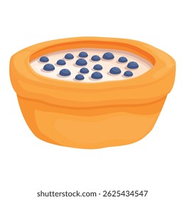 Ceramic bowl is filled with creamy yogurt and topped with fresh blueberries, making for a healthy and delicious breakfast option
