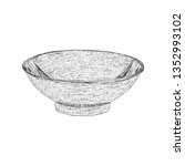 Ceramic bowl illustration in hand drawn vector 