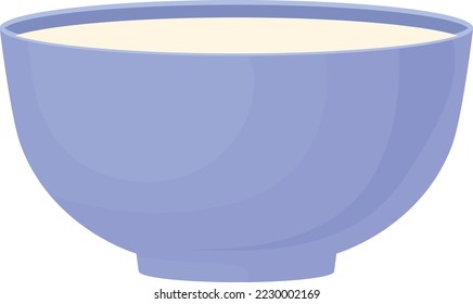 Ceramic bowl with milk. Cooking ingredient cartoon icon isolated on white background