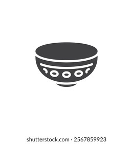 Ceramic bowl with ornament vector icon. filled flat sign for mobile concept and web design. Decorative Bowl glyph icon. Symbol, logo illustration. Vector graphics