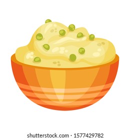 Ceramic Bowl of Pumpkin Porridge Vector Illustration