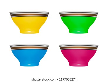 Ceramic bowl in vector on white background.Ceramic Cup realistic vector illustration.Ceramic mugs in vector on a white background.