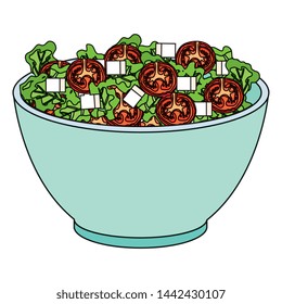 ceramic bowl with vegetables salad