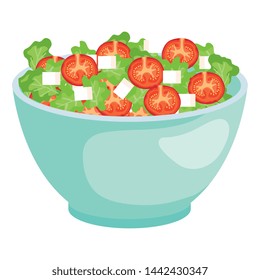 ceramic bowl with vegetables salad