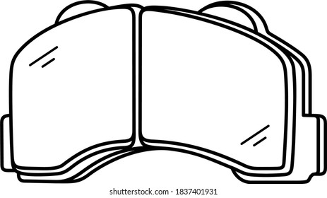 Pastillas de freno de cerámica. Ilustración del contorno del vector.