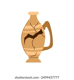 ceramic broken antique pot cartoon. vessel urn, jug archeology, clay roman ceramic broken antique pot sign. isolated symbol vector illustration