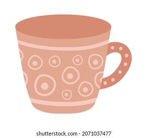 ceramic brown cup, decorated with geometric ornaments