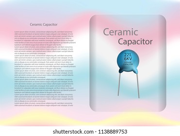 Ceramic capacitor diagram and text information pattern on glass banner,vector illustration design,eps10. 