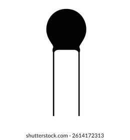 Ceramic Capacitor Silhouette. Black and White Icon Design Elements on Isolated White Background