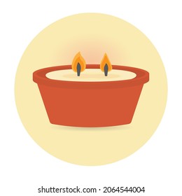 ceramic cemetery candle, All Saints' Day lantern- vector illustration