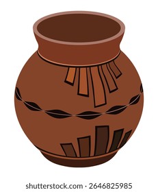 Ceramic clay pot on white background