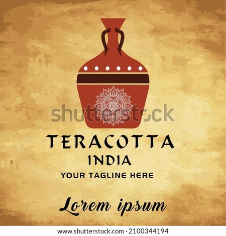 Ceramic and clay vase on a Old Paper background of a teracotta . illustration logo vector

