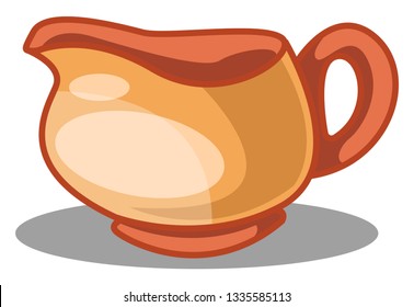 A Ceramic Coffee cup in orange color with white dot, vector, color drawing or illustration.