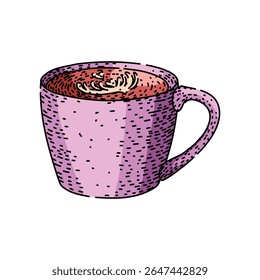 ceramic coffee mug hand drawn. travel insulated, personalized custom, steel glass ceramic coffee mug vector sketch. isolated color illustration