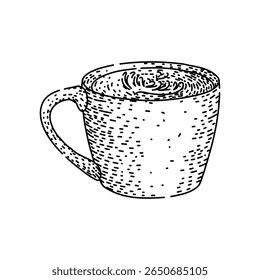 ceramic coffee mug hand drawn. travel insulated, personalized custom, steel glass ceramic coffee mug vector sketch. isolated black illustration