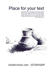 Ceramic crockery in black and white colors. Hand drawn jug. monochrome vector illustration for your design. Vector illustration.