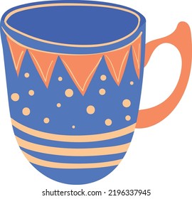 Ceramic cup. Cozy scandinavian mug. Hand drawn icon isolated on white background