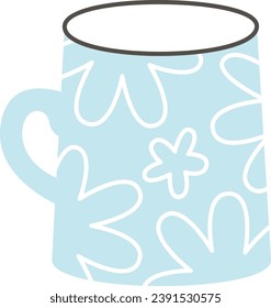 Ceramic Cup With Flowers Vector Illustration