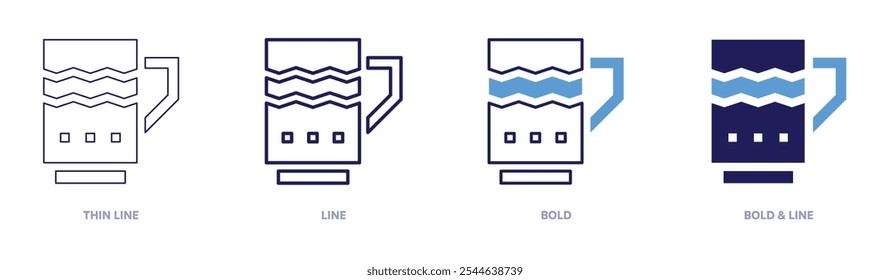 Ceramic cup icon in 4 different styles. Thin Line, Line, Bold, and Bold Line. Duotone style. Editable stroke.