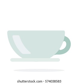 Ceramic cup and saucer vector flat material design isolated on white