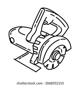 Ceramic Cutting Machine Part of Contractor Material and Equipment Device Hand Drawn Icon Set Vector.