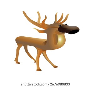 Ceramic deer on white background. Vector art illustration