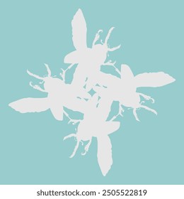 The ceramic design with a coconut beetle motif is rotated to create an abstract motif