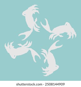 ceramic design with crab animal motif that has been rotated so it looks abstract