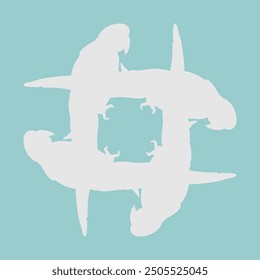 The ceramic design has a parrot motif that is rotated to create an abstract motif