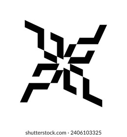 CERAMIC DESIGN LOGO MONOGRAM THAT SHAPES THE LETTER "P" AND IS ROTATED. WHITE BACKGROUND.