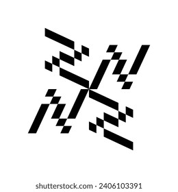 LOGOTIPO DE DISEÑO CERAMIC MONOGRAM QUE FORMA LA CARTA "N" Y ESTÁ ROTADA. FONDO BLANCO.