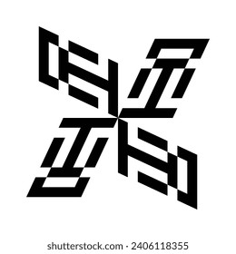 CERAMIC DESIGN LOGO MONOGRAMS IN ABSTRACT SHAPES. WHITE BACKGROUND.