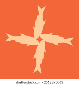 ceramic design in the shape of an ornamental fish with orange color