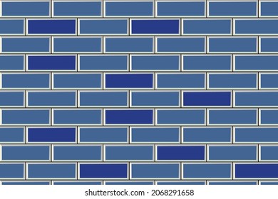 Ceramic or earthenware modern blue tiles.Brick wall of the building. Decor for subway, home itterier bath and kitchen.