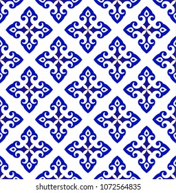 ceramic flower backdrop Islamic style, seamless blue and white pattern background for design, porcelain, chinaware, ceramic, tile, ceiling, texture, wallpaper, floor and wall, vector illustration