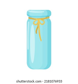 Ceramic flower vase with rope decorations. Isolated illustration on a white background. Cartoon style. Vector.