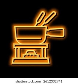 ceramic fondue maker neon light sign vector. ceramic fondue maker illustration