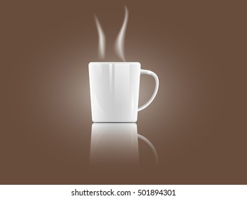 Ceramic glass on brown background, vector illustration.