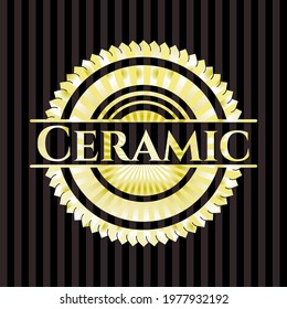 Ceramic gold emblem or badge. Vector Illustration. Detailed. 