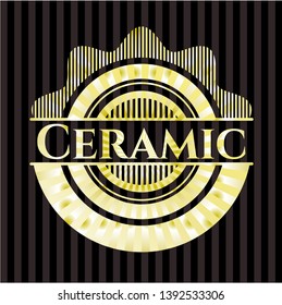 Ceramic gold shiny badge. Vector Illustration. Detailed.