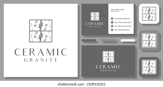 Ceramic Granite Wall Floor Stone Marble Tile Interior Luxury Elegant Vector Logo Design with Business Card