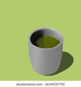 Ceramic green tea drink on light green color background for decoration