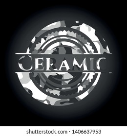 Ceramic grey camouflage emblem. Vector Illustration.