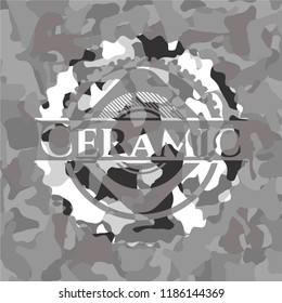 Ceramic grey camouflaged emblem